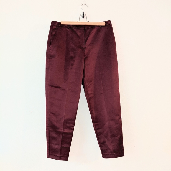 NWT ASOS Glam Slim Leg Trouser Pants Maroon - Picture 3 of 11